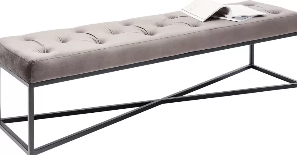 Ławki-KARE Design Ławka Crossover 150x40 Cm Szara