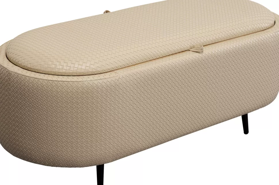 Ławki-KARE Design Ławka Do Przedpokoju Ze Schowkiem Beżowa PU 100 Cm