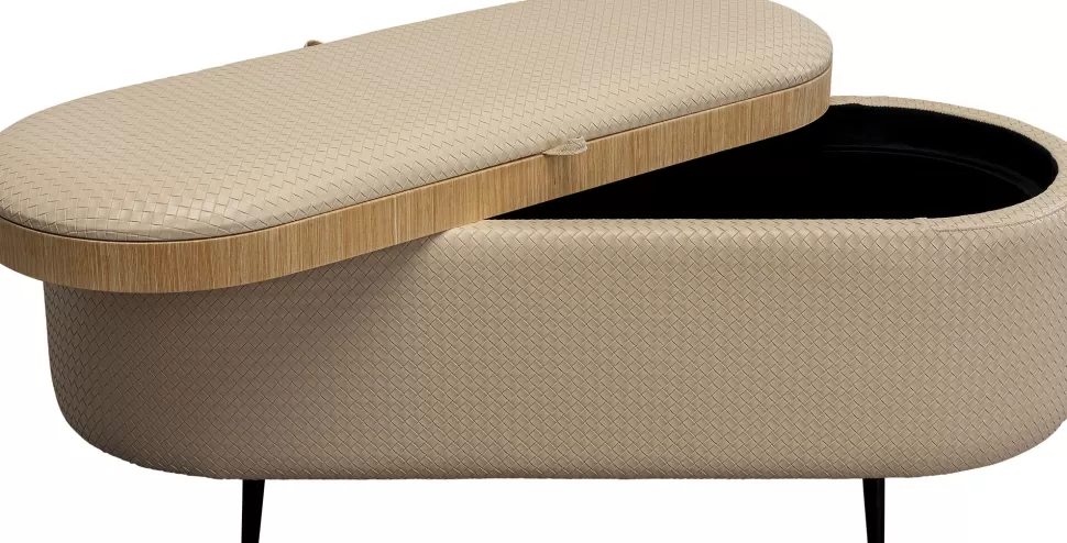Ławki-KARE Design Ławka Do Przedpokoju Ze Schowkiem Beżowa PU 100 Cm