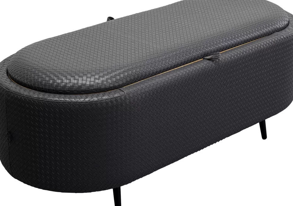 Ławki-KARE Design Ławka Do Przedpokoju Ze Schowkiem Ciemnoszara PU 100 Cm