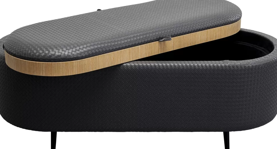 Ławki-KARE Design Ławka Do Przedpokoju Ze Schowkiem Ciemnoszara PU 100 Cm