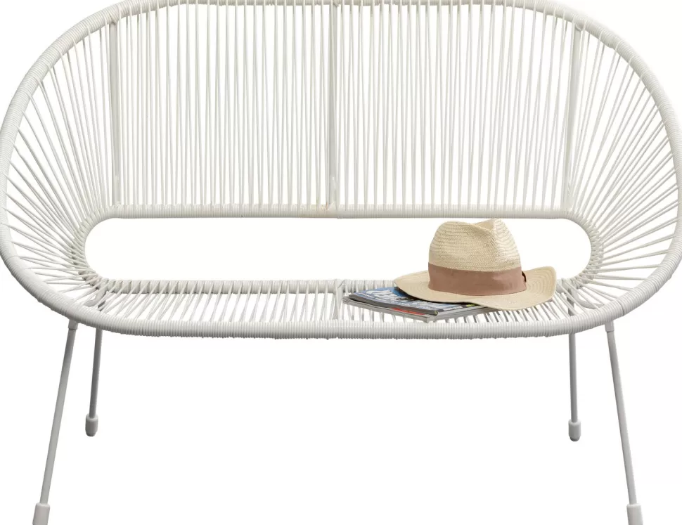 Sofy-KARE Design Ławka Ogrodowa Biała żyłkowa 121 Cm