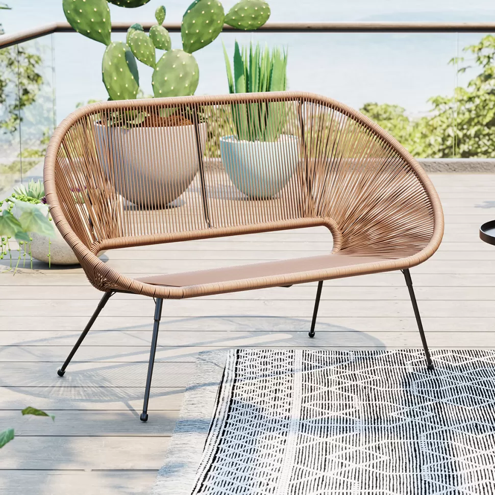Sofy-KARE Design Ławka Ogrodowa Naturalna żyłkowa 121 Cm