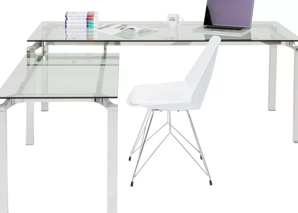 Biurka-KARE Design Biurko Lorenco 210x180 Cm Ze Szklanym Blatem