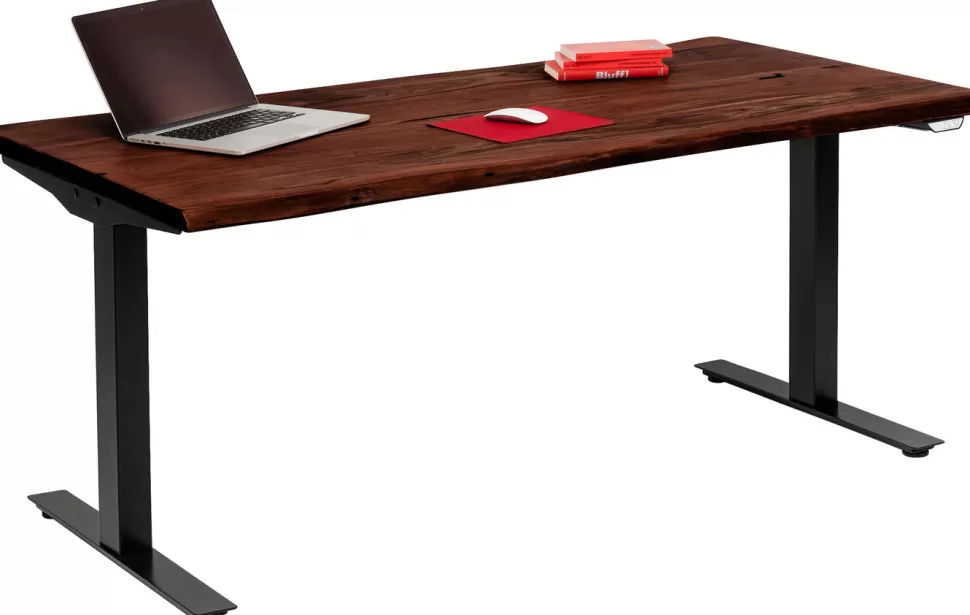 Biurka-KARE Design Biurko Z Elek. Regulacją Wysokości Harmony 180x90 Cm Akacja Brązowe - Nogi Czarne