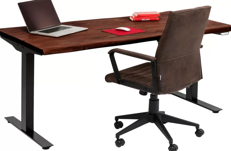 Biurka-KARE Design Biurko Z Elek. Regulacją Wysokości Harmony 180x90 Cm Akacja Brązowe - Nogi Czarne