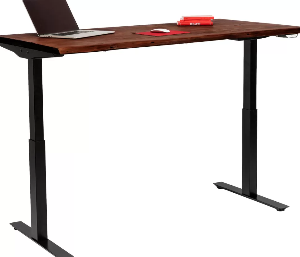 Biurka-KARE Design Biurko Z Elek. Regulacją Wysokości Harmony 180x90 Cm Akacja Brązowe - Nogi Czarne