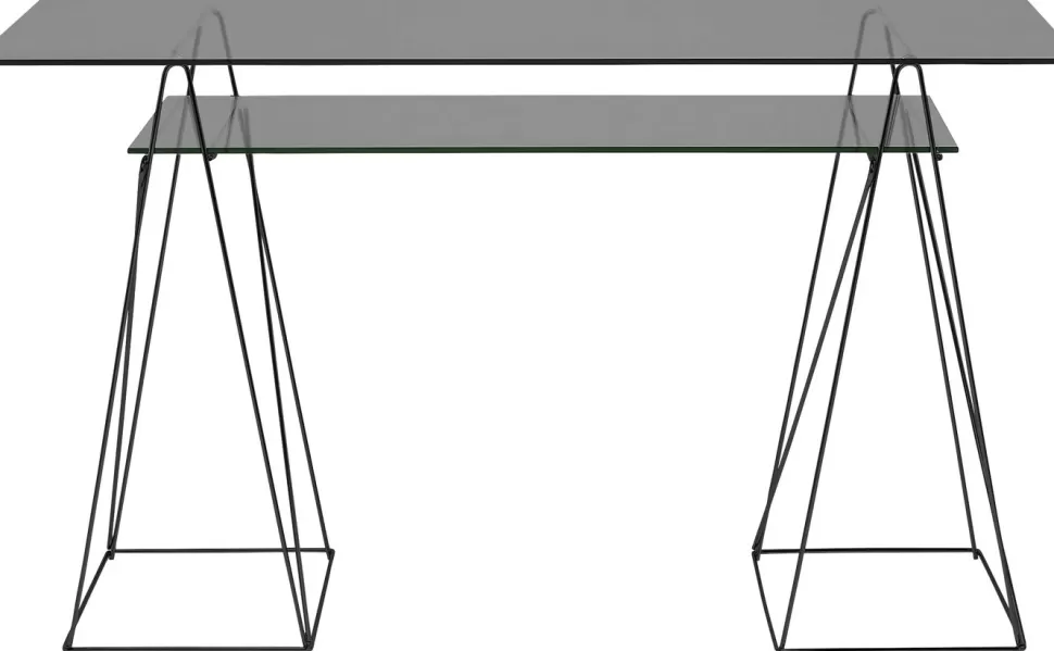 Stoły-KARE Design Blat I Półka Do Biurka Polar - Szkło Hartowane 8 Mm Przydymione