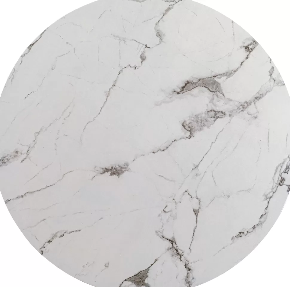 Stoły-KARE Design Blat Okrągły MDF Laminowany Wzór Biały Marmur Ø80 Cm