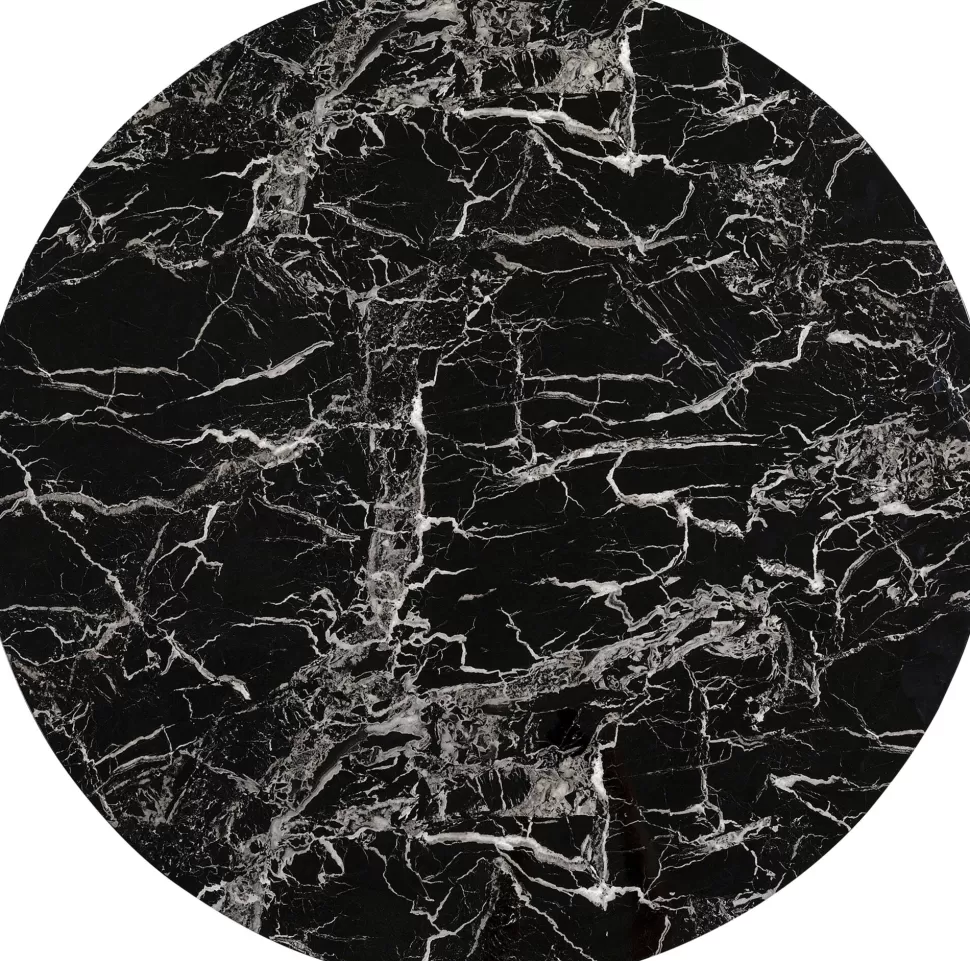 Stoły-KARE Design Blat Okrągły MDF Laminowany Wzór Czarny Marmur Ø110 Cm