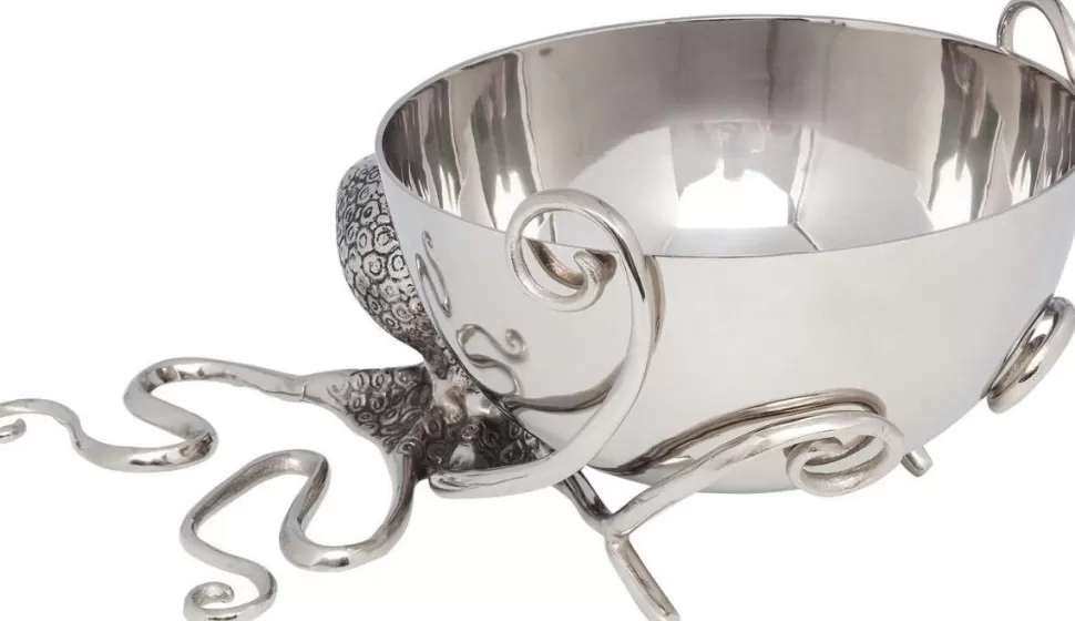 Kubełki Do Wina I Coolery-KARE Design Cooler Do Butelek Octopus 46x26 Cm Srebrny