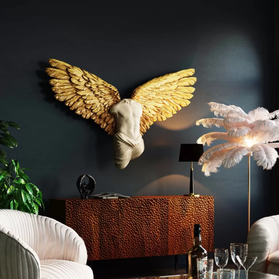 Dekoracje Ścienne-KARE Design Dekoracja ścienna Anioł Stróż Złote Skrzydła 124x71 Cm