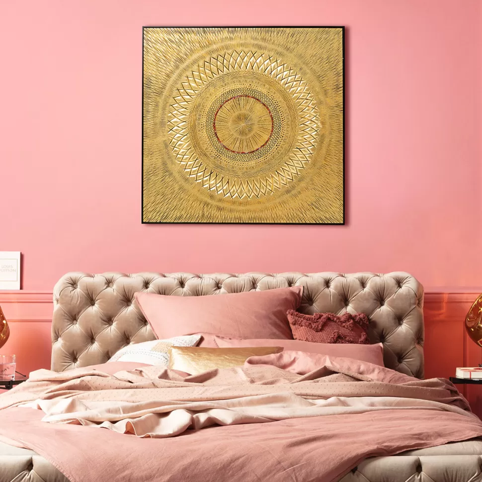 Obrazy-KARE Design Dekoracja ścienna Art Geometric Circle 120x120 Cm Złota
