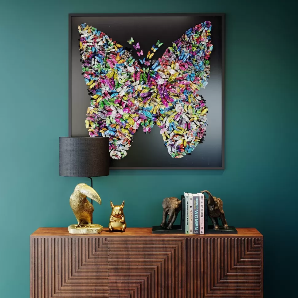 Obrazy-KARE Design Dekoracja ścienna Farfalla 120x120 Cm Kolorowa