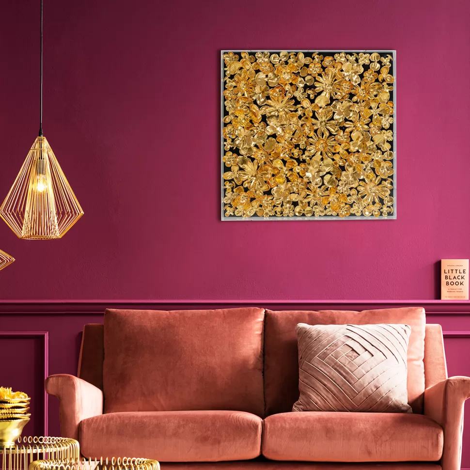 Dekoracje Ścienne-KARE Design Dekoracja ścienna Gold Flower 60x60 Cm