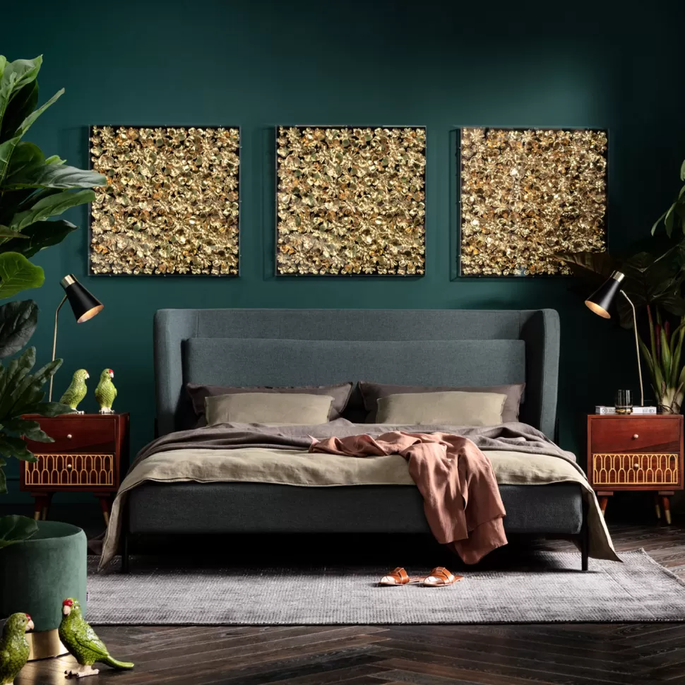 Dekoracje Ścienne-KARE Design Dekoracja ścienna Gold Flower 80x80 Złota