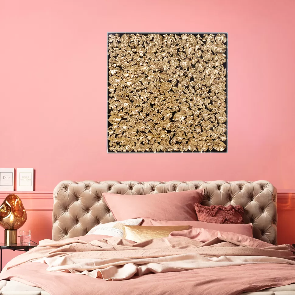 Dekoracje Ścienne-KARE Design Dekoracja ścienna Gold Leaf 120x120 Cm Złota