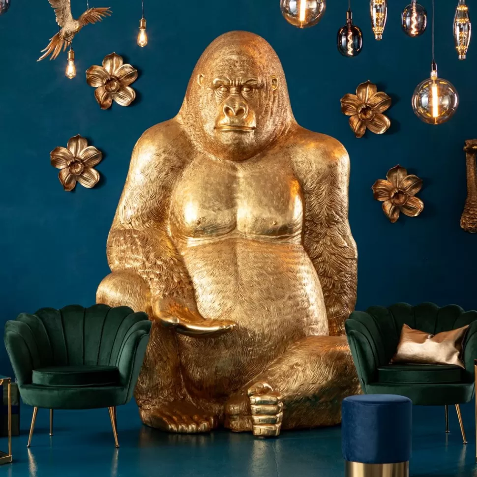 Dekoracje Stojące-KARE Design Dekoracja Stojąca Gorilla XXL 180x250 Cm Złota