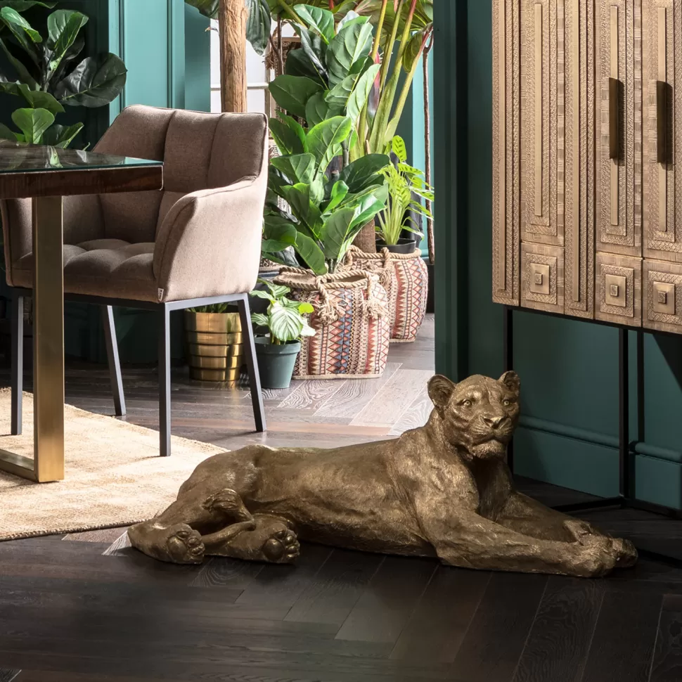 Dekoracje Stojące-KARE Design Dekoracja Stojąca Lion 113x40 Cm Złota