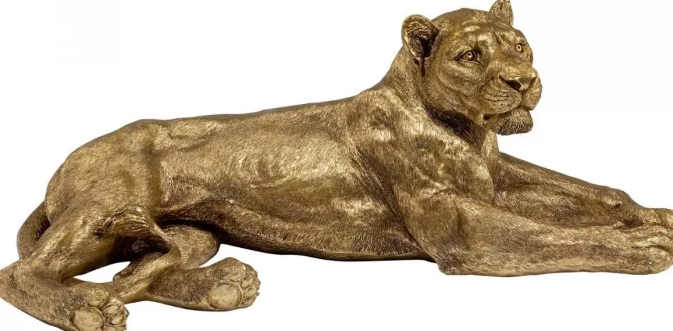 Dekoracje Stojące-KARE Design Dekoracja Stojąca Lion 113x40 Cm Złota