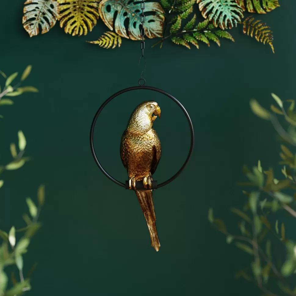 Dekoracje Wiszące-KARE Design Dekoracja Wisząca Swinging Parrot 27x57 Cm Złota