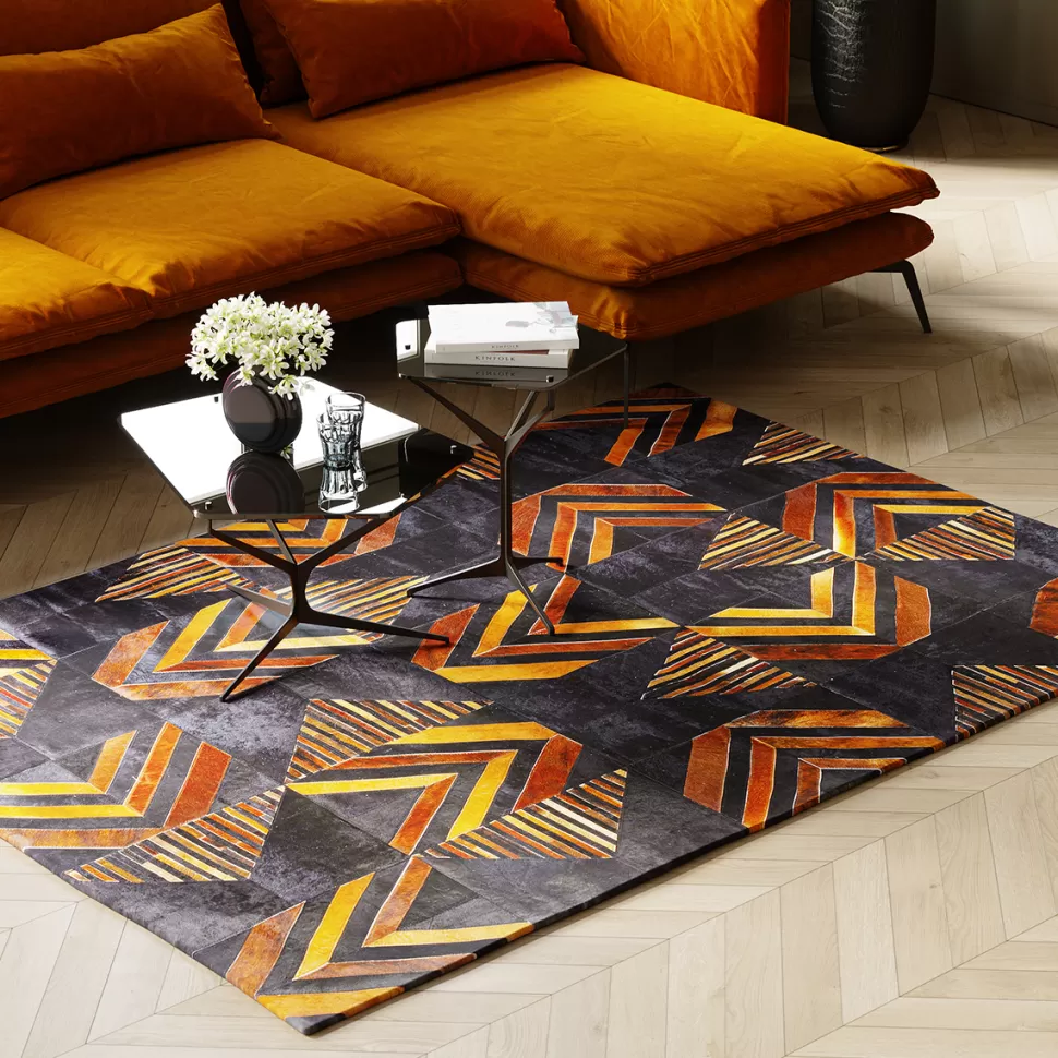 Dywany-KARE Design Dywan Puzzle 240x170 Cm Czarno-brązowy - Skóra Naturalna