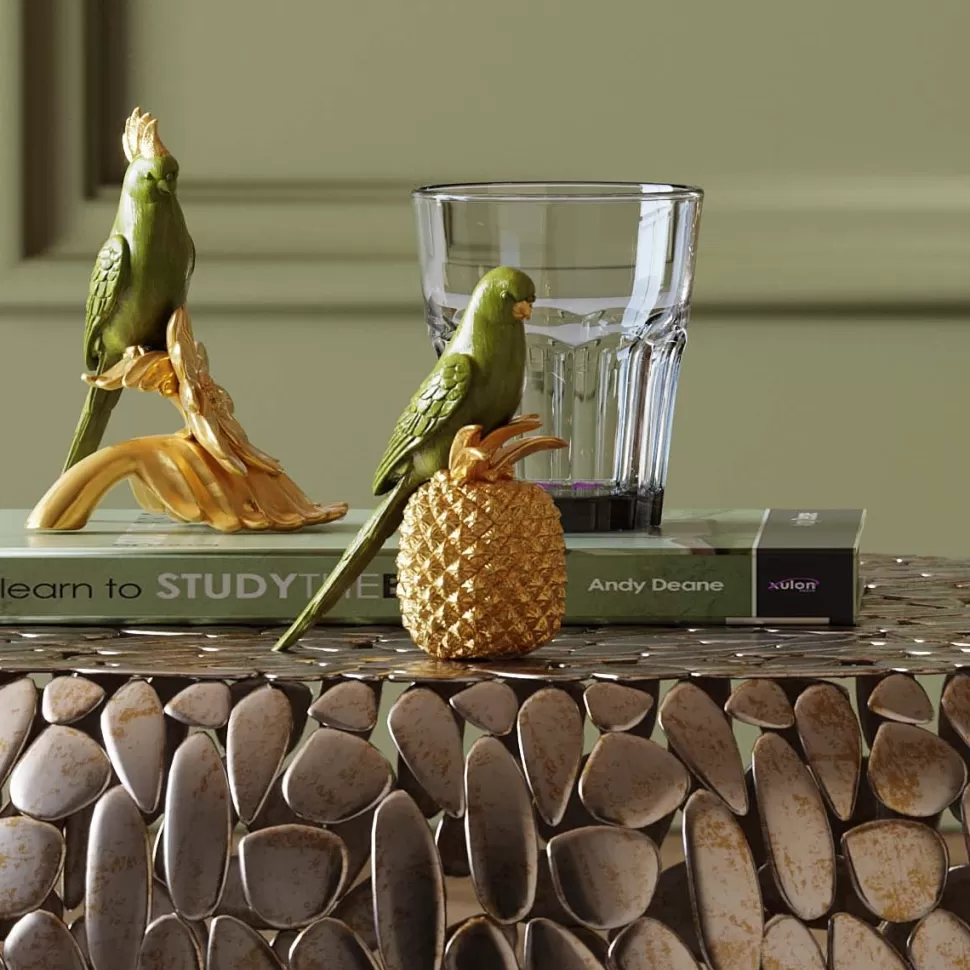 Figurki Dekoracyjne-KARE Design Figurka Dekoracyjna Ananas Parrot 11x14 Cm Zielono-złota