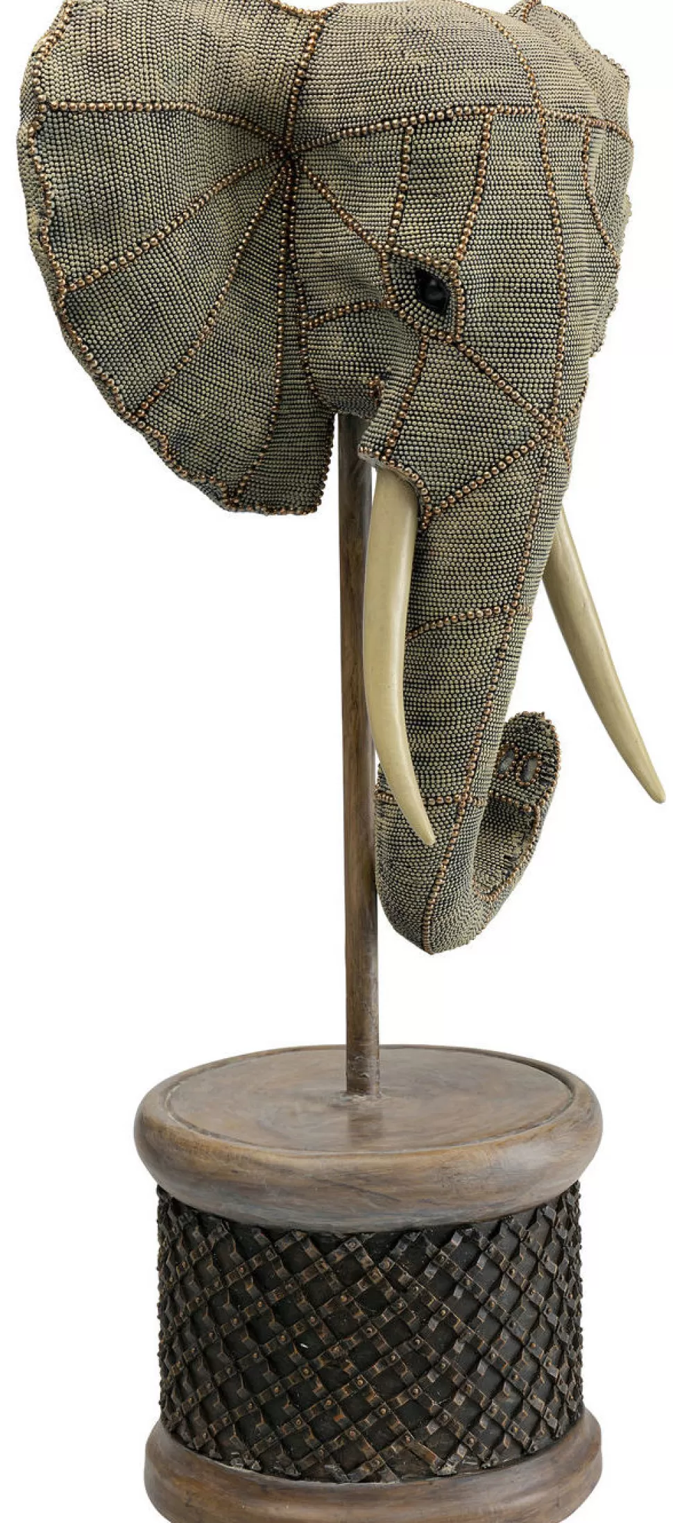 Figurki Dekoracyjne-KARE Design Figurka Dekoracyjna Elephant Head Pearls 40x76 Cm Szara
