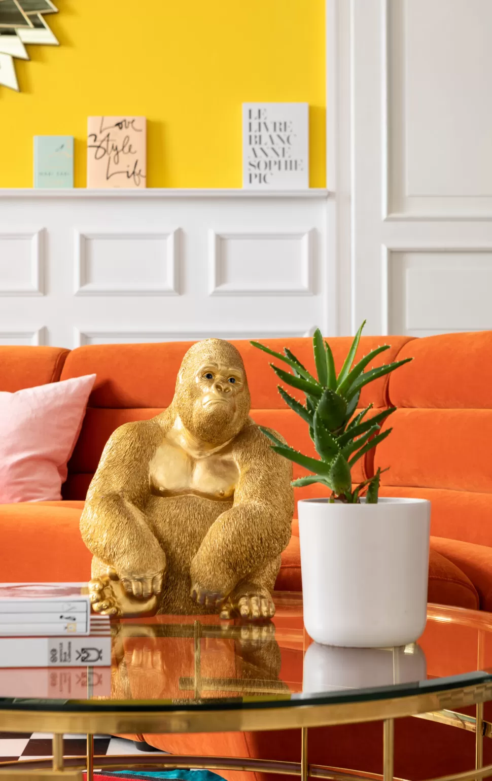 Figurki Dekoracyjne-KARE Design Figurka Dekoracyjna Monkey Gorilla Side 30x39 Cm Złota