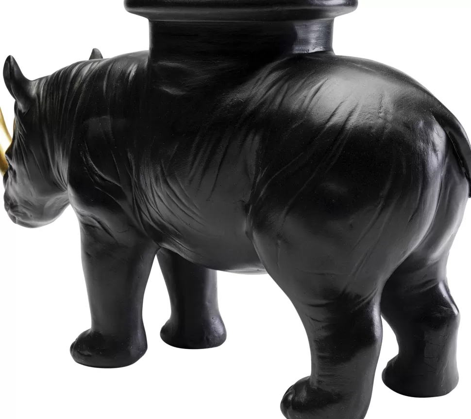 Figurki Dekoracyjne-KARE Design Figurka Dekoracyjna Nosorożec Czarny Ze Złotym Rogiem 41x23 Cm
