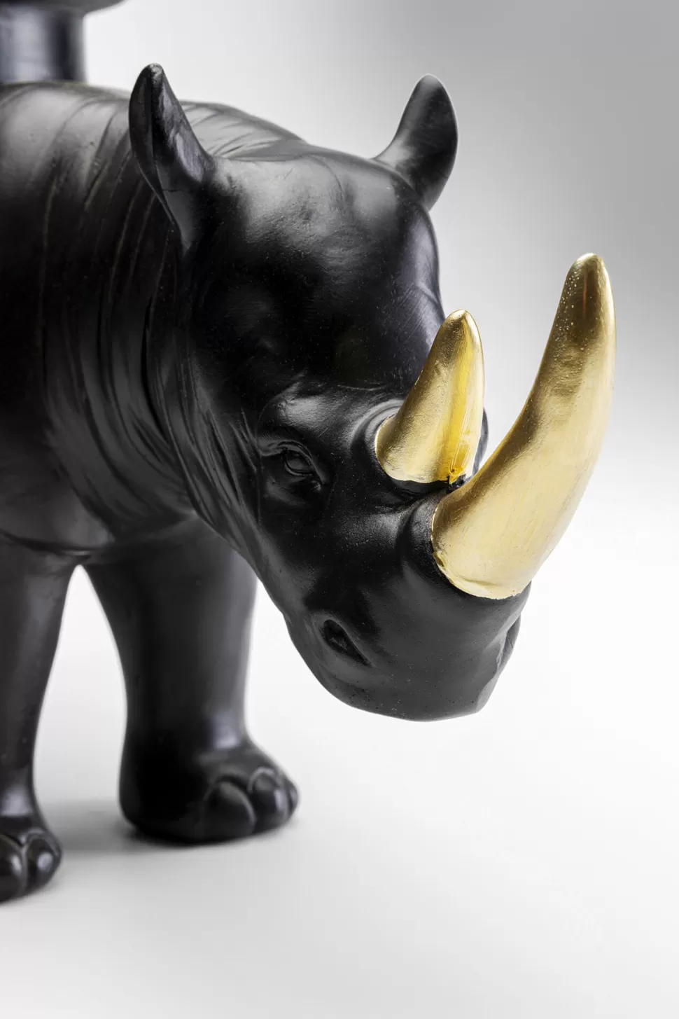 Figurki Dekoracyjne-KARE Design Figurka Dekoracyjna Nosorożec Czarny Ze Złotym Rogiem 41x23 Cm
