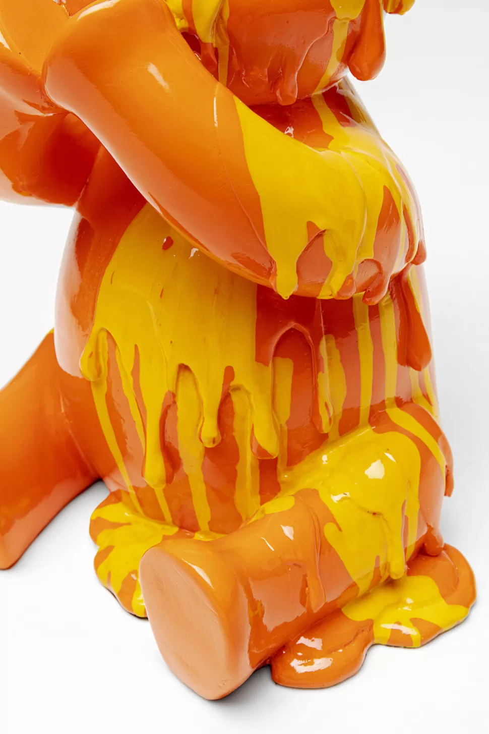 Figurki Dekoracyjne-KARE Design Figurka Dekoracyjna Pomarańczowa Miś Siedzący I Lód 18x37 Cm