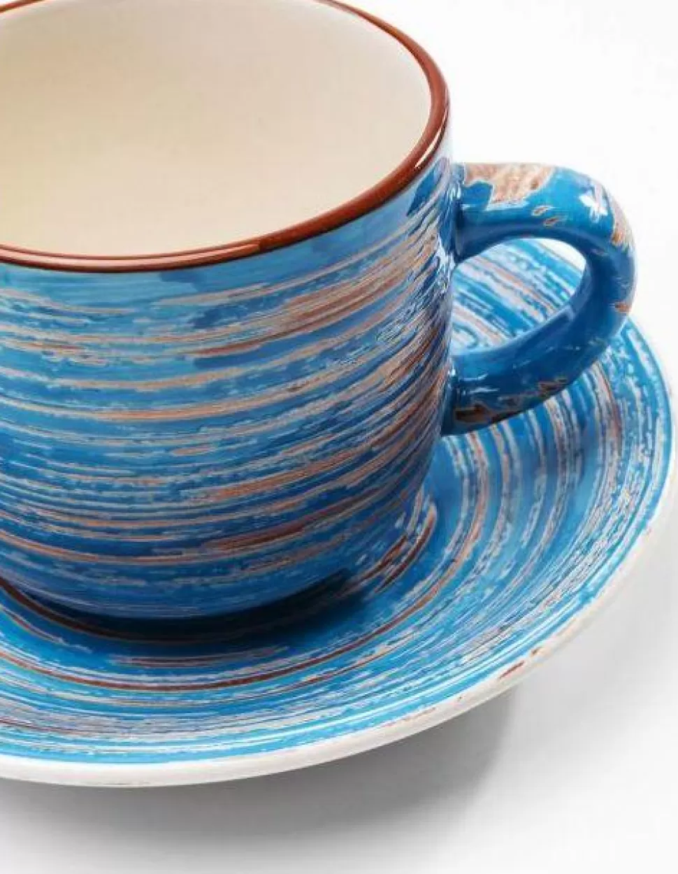 Zastawa Stołowa | Filiżanki-KARE Design Filiżanka 250 Ml Ze Spodkiem Ø15 Cm Swirl Niebieska