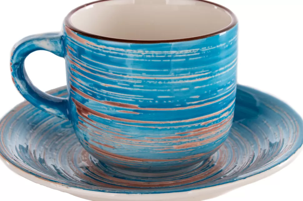 Zastawa Stołowa | Filiżanki-KARE Design Filiżanka 250 Ml Ze Spodkiem Ø15 Cm Swirl Niebieska