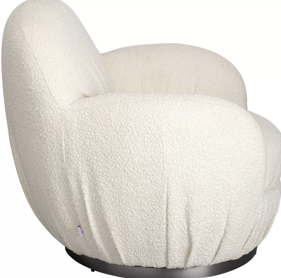 Fotele-KARE Design Fotel Biały Obrotowy Skandynawski Boucle Do Salonu 88x90 Cm
