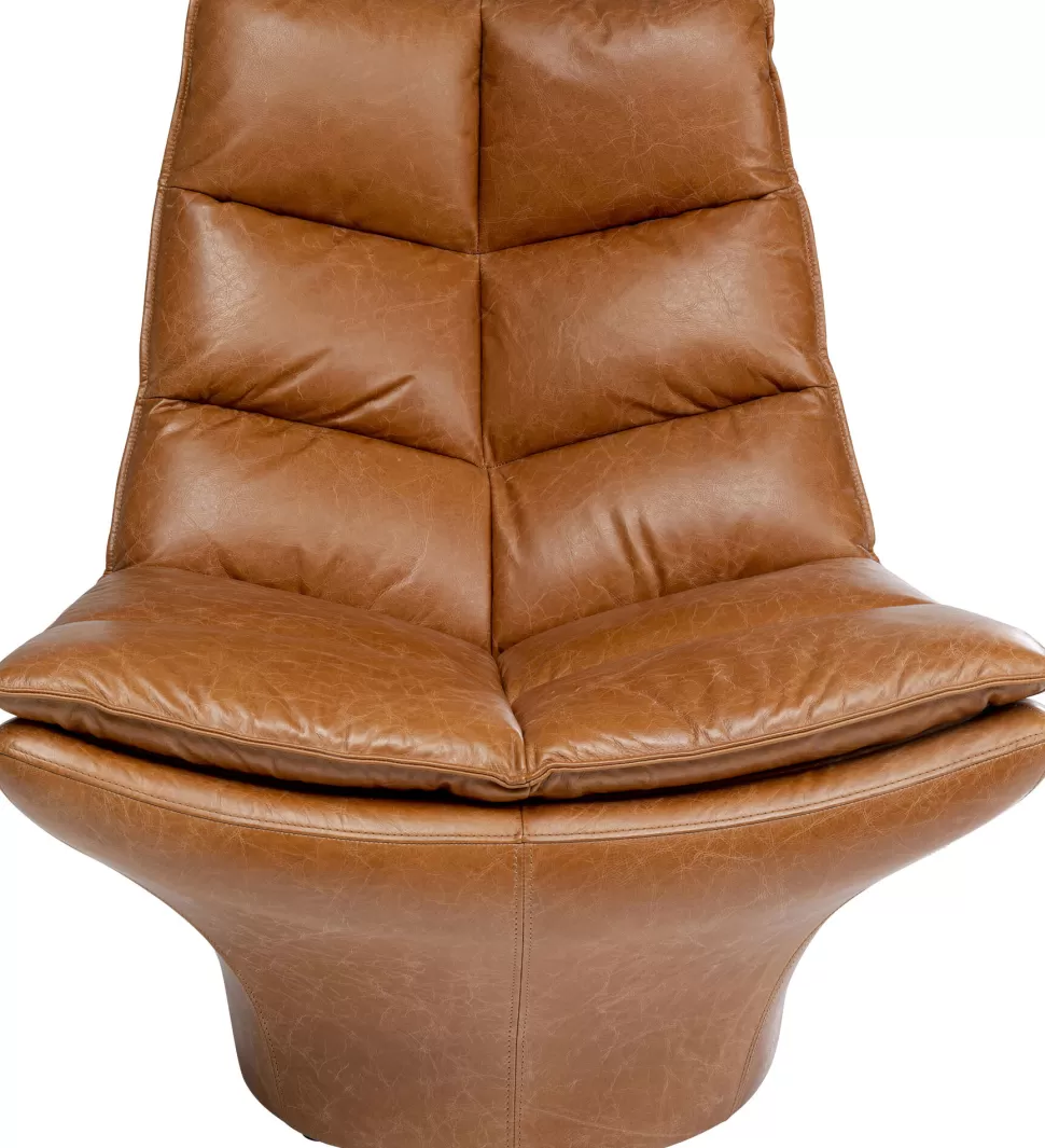 Fotele-KARE Design Fotel Brązowy Pikowany Skóra Semianilinowa 86x96 Cm