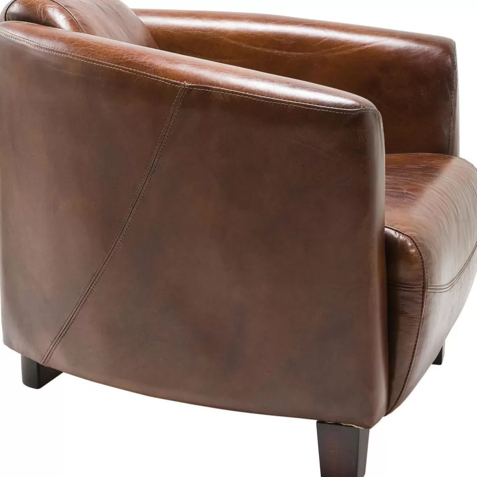Fotele-KARE Design Fotel Cigar Lounge 72x70 Cm Brązowy Skóra Naturalna