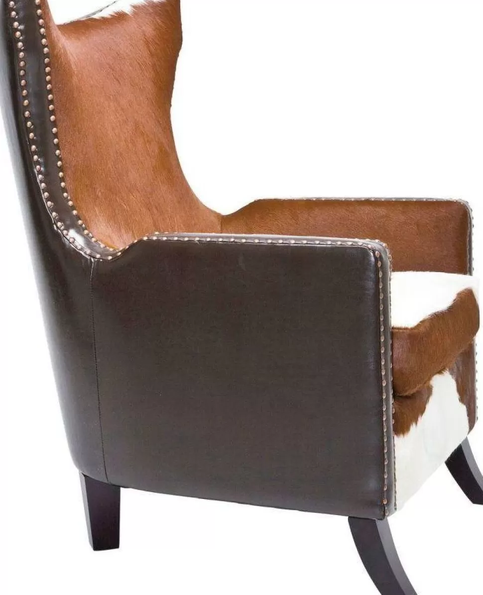 Fotele-KARE Design Fotel Denver Cow 76x107 Cm Skóra Naturalna