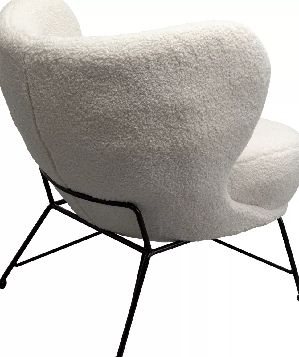 Fotele-KARE Design Fotel Do Salonu Biały Boucle Nogi Czarne Stalowe 80x83 Cm