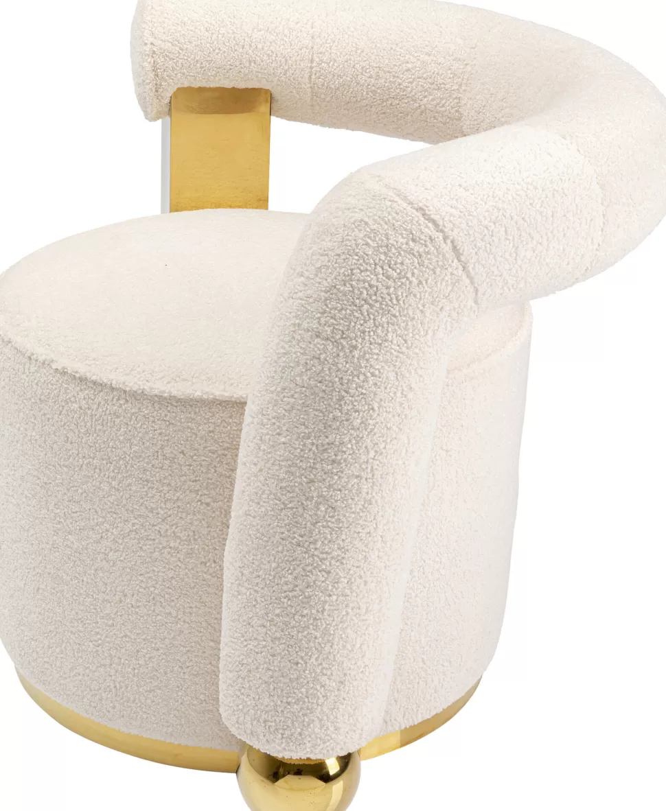 Fotele-KARE Design Fotel Do Salonu Glamour Tkanina Pluszowa Biała Podstawa Złota 75x83 Cm