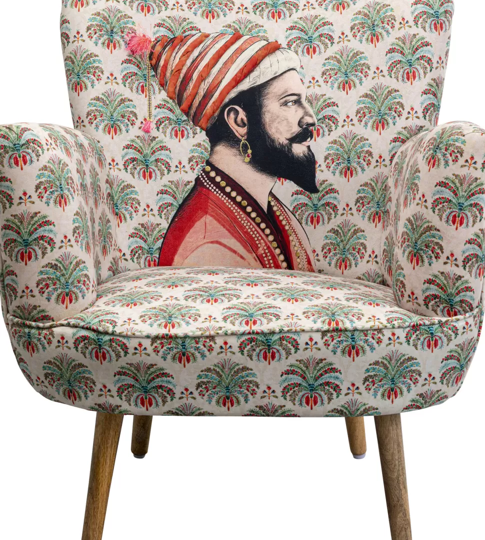 Fotele-KARE Design Fotel Do Salonu Kolorowy Maharadża Nogi Drewno Mango 79x78 Cm
