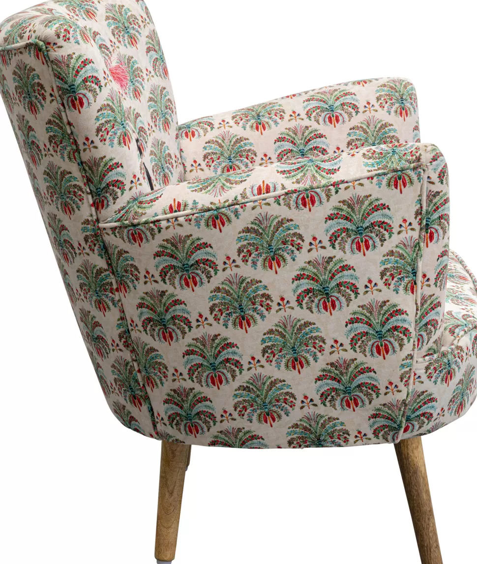 Fotele-KARE Design Fotel Do Salonu Kolorowy Maharadża Nogi Drewno Mango 79x78 Cm