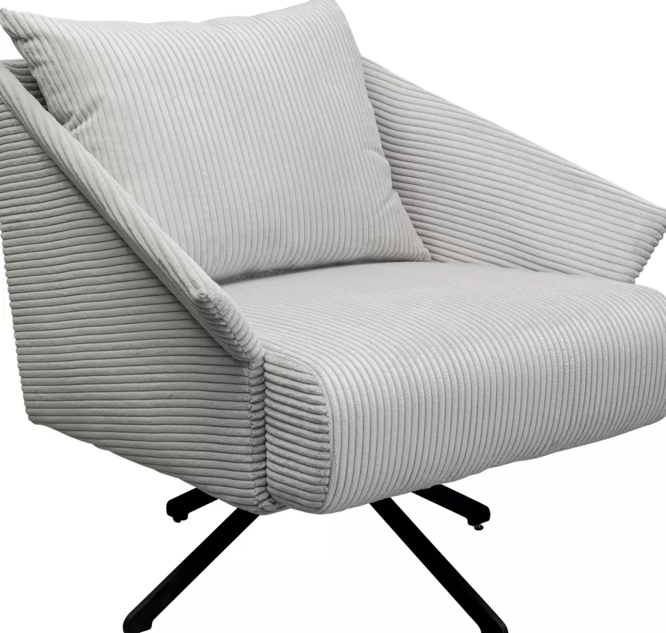 Fotele-KARE Design Fotel Obrotowy Beżowy Z Czarnymi Stalowymi Nogami 84x71 Cm