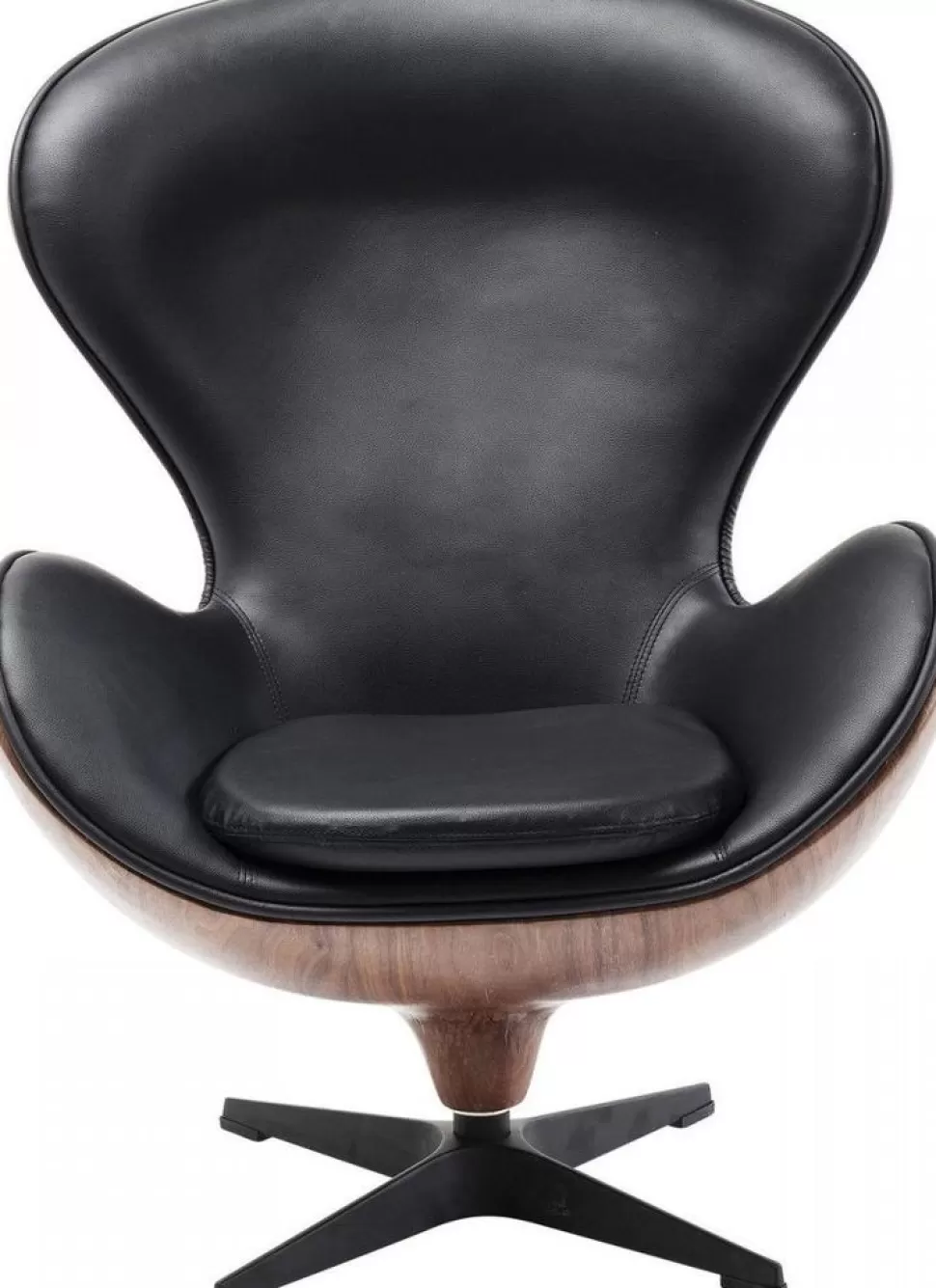 Fotele-KARE Design Fotel Obrotowy Loung 43x114 Cm Czarno-orzechowy