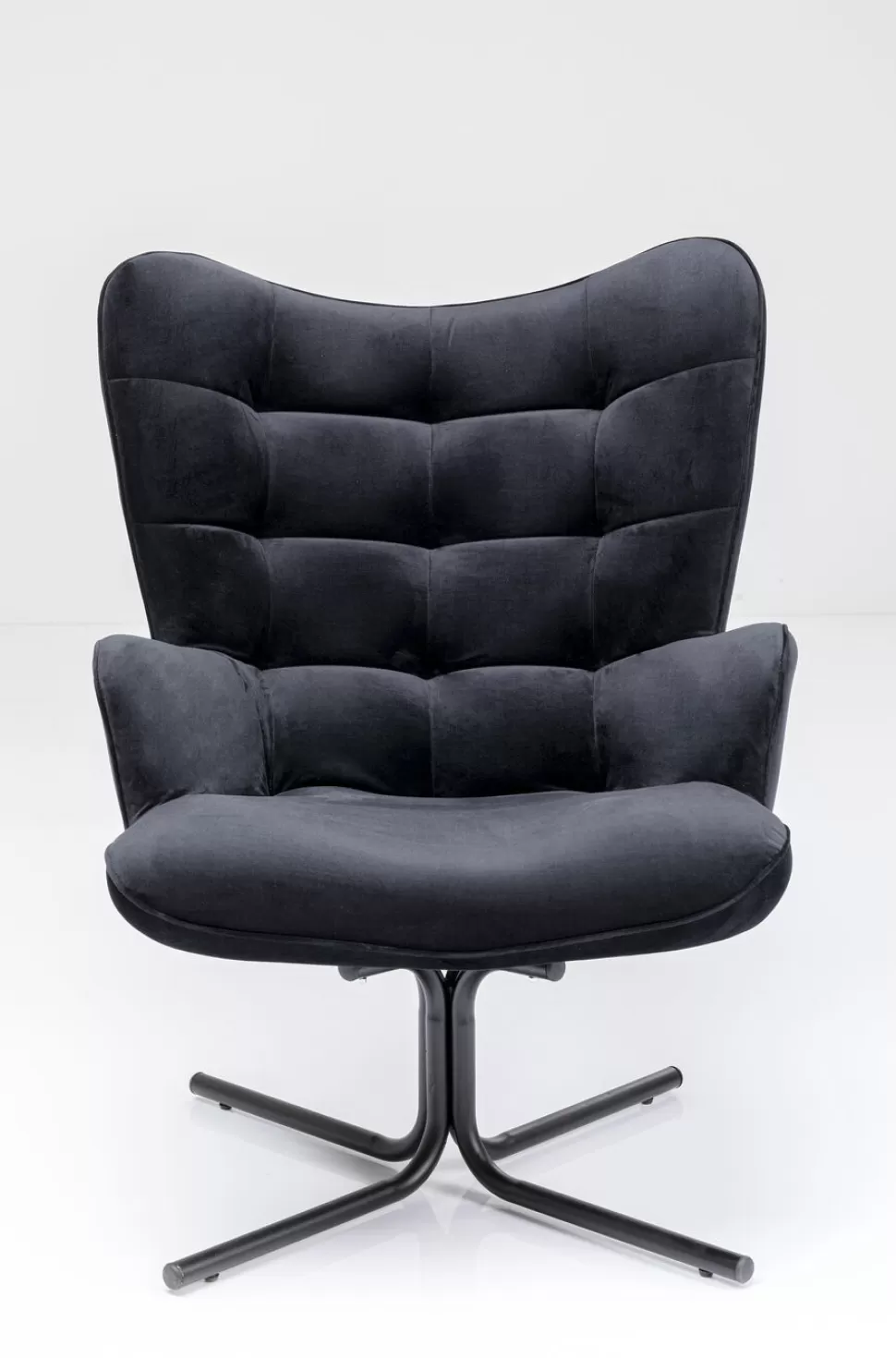 Fotele-KARE Design Fotel Obrotowy Oscar Velvet 82x95 Cm Czarny