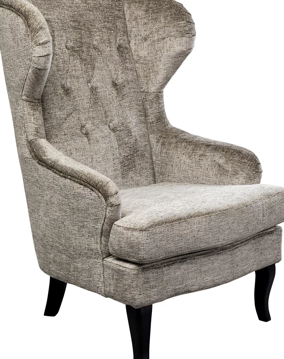 Fotele-KARE Design Fotel Uszak Wysoki Szary Nogi Czarne Drewniane 83x112 Cm