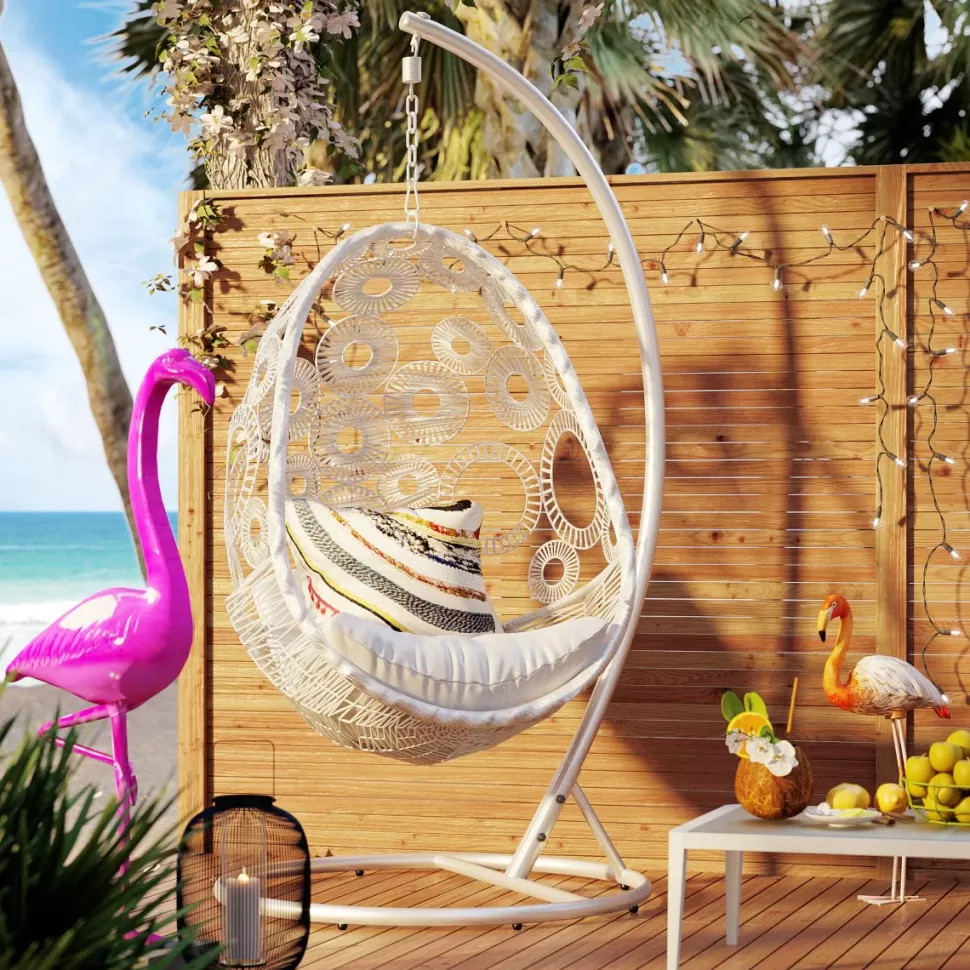 Fotele-KARE Design Fotel Wiszący Ibiza 104x203 Cm Biały