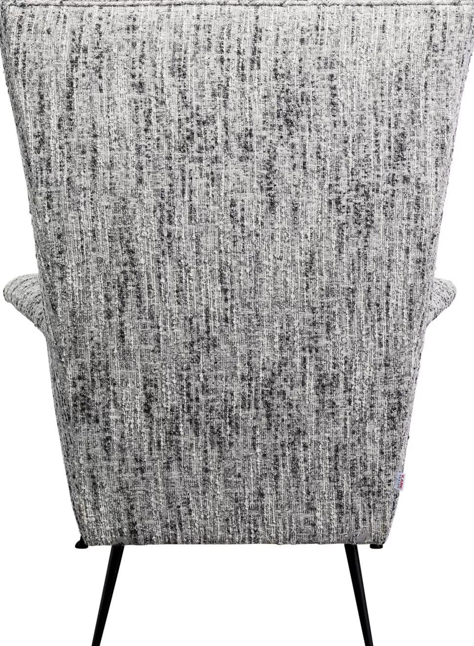 Fotele-KARE Design Fotel Wysoki Tkanina Melanżowa Szara Nogi Czarne Ze Stali 115 Cm