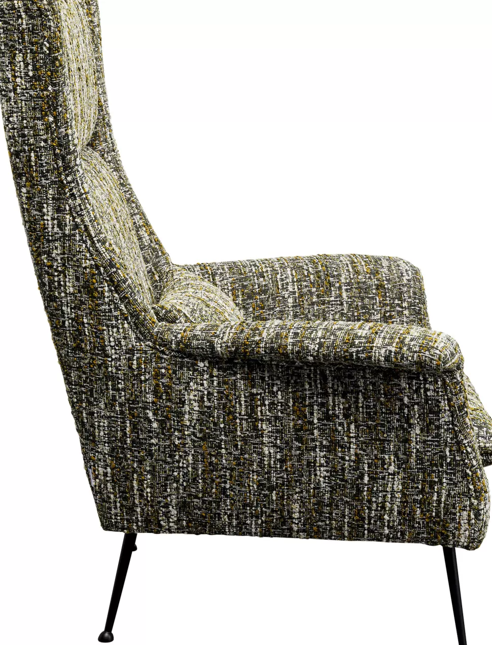 Fotele-KARE Design Fotel Wysoki Tkanina Melanżowa Zielona Nogi Czarne Ze Stali 115 Cm