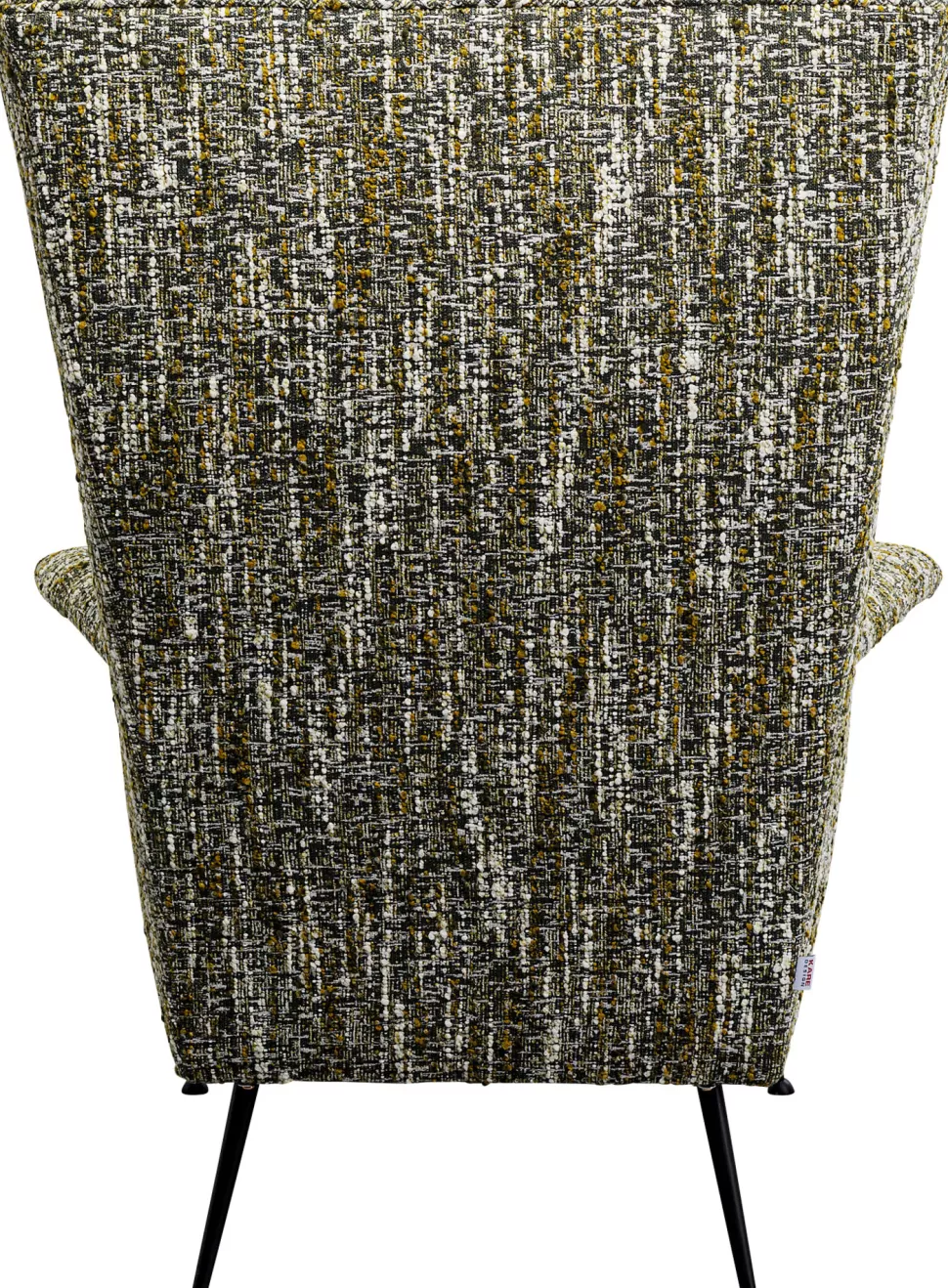 Fotele-KARE Design Fotel Wysoki Tkanina Melanżowa Zielona Nogi Czarne Ze Stali 115 Cm